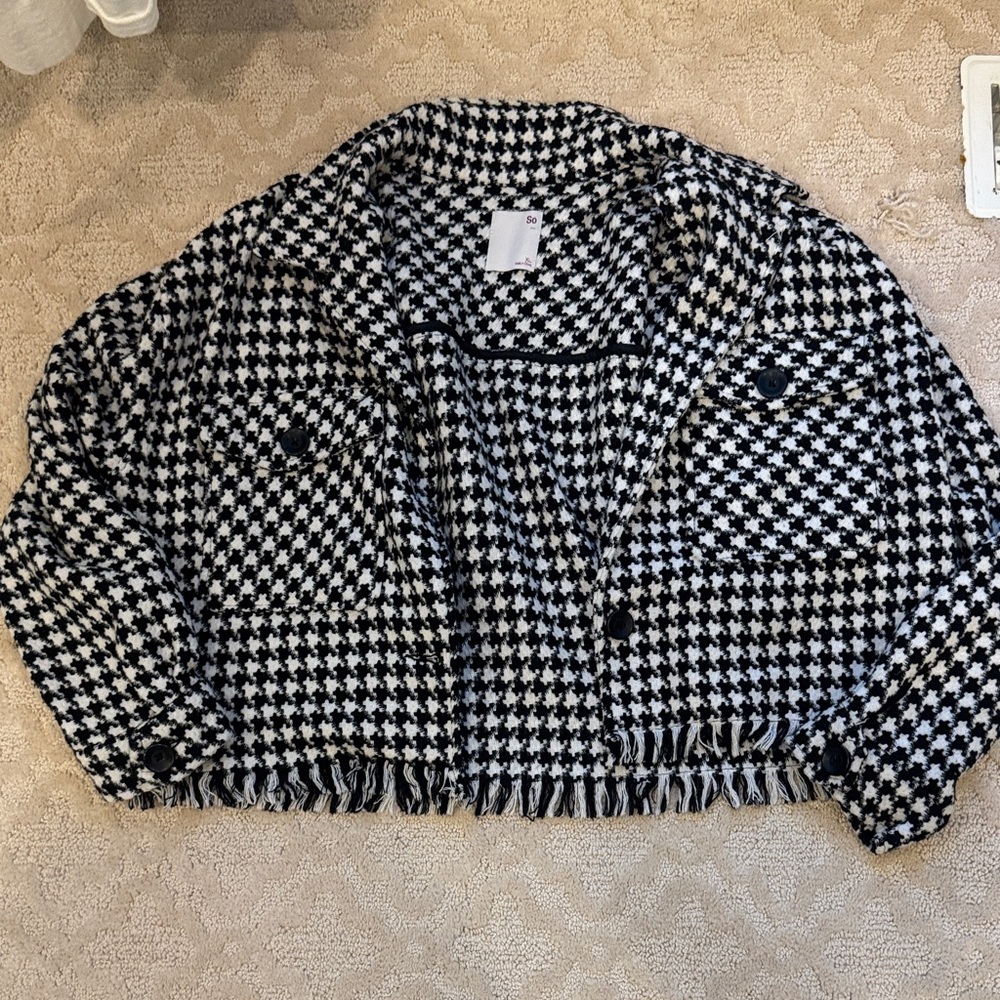 SO Black and White Houndstooth Blazer